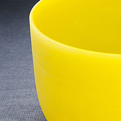 Hye-eun 10 inch E Note 432hz Solar Plexus Chakra Yellow Color Frosted Quartz Crystal Singing Bowl without Carrier Case for Yoga Healing Sound Energy Vibration - color: 10"E 432hz Yellow without bag
