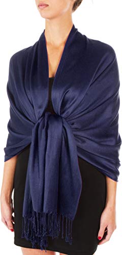 Sakkas 78" X 28" Rayon from Bamboo Soft Solid Pashmina Feel Shawl/Wrap/Stole - color: Navy