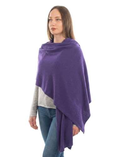 Dalle Piane Cashmere Womens Wool Cashmere Blend Stole Soft Italian Shawl Wrap for Wedding Evening Gift Made in Italy - color: Purple