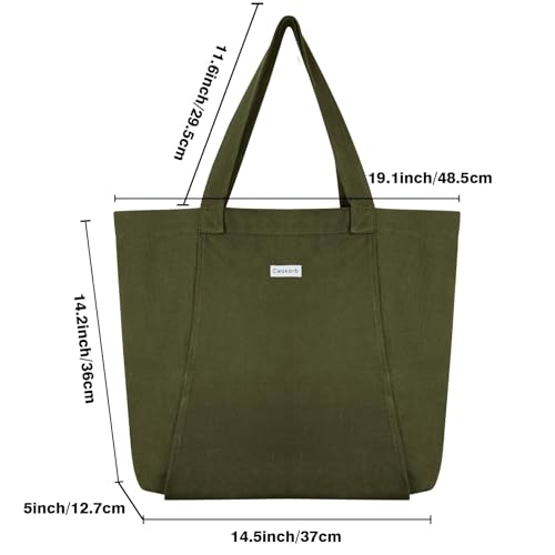 Yoga Mat Bag for Women, 100% Cotton Canvas Tote with Wet/Dry Pocket, Bottle Holder and Inner Zipper Pocket, 25L Carrier for Pilates and Travel - color: Green