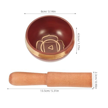 Veemoon Nepal Handcrafted Rainbow Singing Bowl Set with Cushion and Mallet, Tibetan Sound Bowl for Yoga Meditation and Sound Therapy, Decorative Red Meditation Instrument
