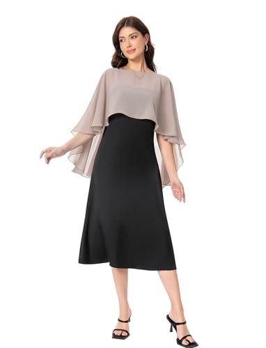 Baoqiya Women's Capelet Shawls and Wraps for Evening Dresses Soft Bridesmaid Shawl Chiffon Cape Wedding Cover Up - color: Khaki)