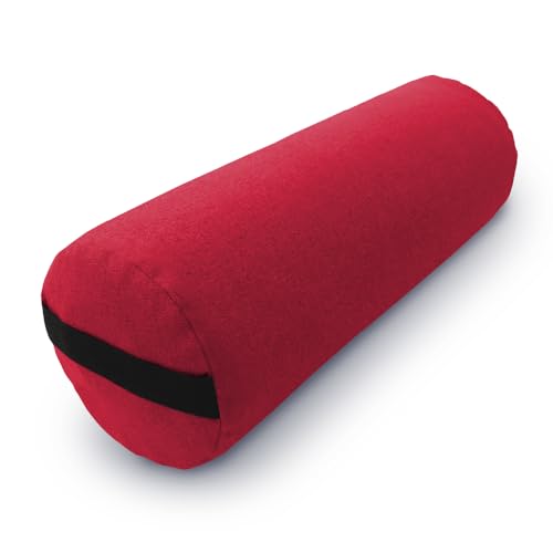 Bean Products Yoga Bolster - Made In The USA With Eco Friendly Materials - Round or Rectangular Support Cushions That Elevate Your Practice - Organic Hemp Cover - color: Cranberry, size: Round