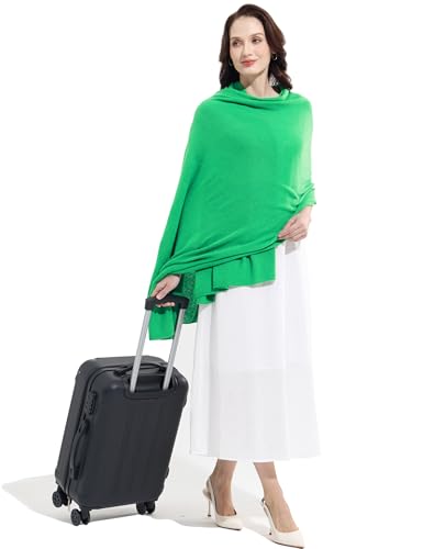 Soft Cashmere Blend Wrap Chic Scarf Stole for Women Wayfarer Travel Extra Large 87"x28" - color: Natural Green