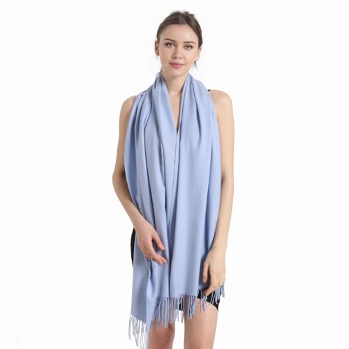 Pashmina Scarf and Shawl - Soft Women Pashminas Wrap for Wedding Evening Party dresses - color: M#. Light Blue