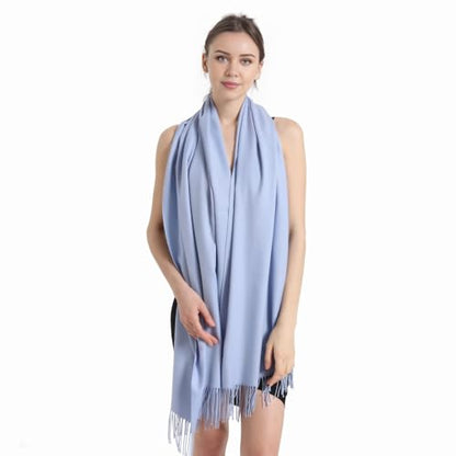 Pashmina Scarf and Shawl - Soft Women Pashminas Wrap for Wedding Evening Party dresses - color: M#. Light Blue