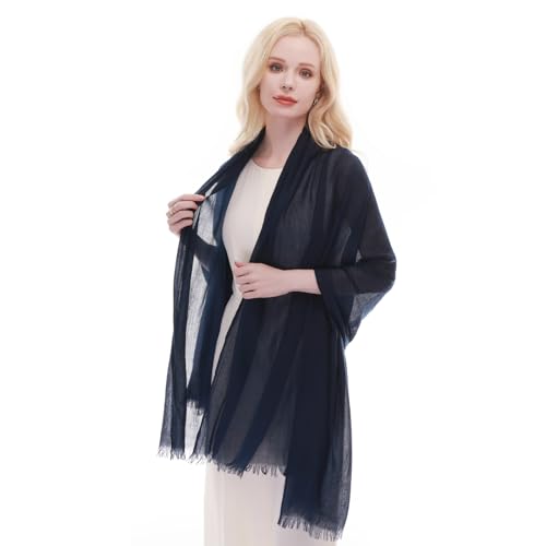 RIIQIICHY Scarf for Women Lightweight Solid Color Long Fashion Gauze Scarves Shawl Wrap - color: Navy