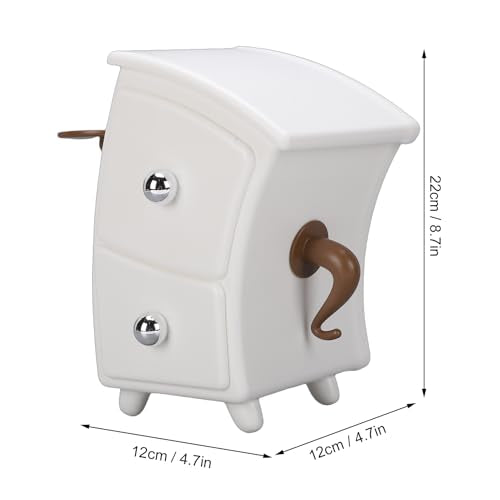 Asixxsix Desktop Storage Box, Stylish Organizer with Pull Out Drawer for Jewelry Earrings Necklaces, Small Compact Size, Scratch Water Proof, Made of Food Grade Plastic (White)
