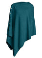 PULI Women's Versatile Knitted Shawls Scarf Poncho Sweater with Buttons Lightweight Spring Summer Fall Wraps - color: A-dark Cyan