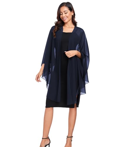TONGFANTFL Shawls Wraps for Evening Wedding Party Chiffon Scarf Soft Bridal Wraps Wedding Guest Shawl Coverage - color: Navy