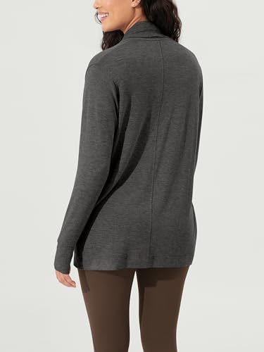 ODODOS Women's Drape Open Front Cardigans Cozy Soft Long Sleeve Casual Wrap Outerwear with Pockets Thumb Hole - color: Charcoal Heather, size: Large