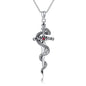 Sterling Silver Cute Animal Pendant Necklace Fox/Snake/Unicorn/Owl on Moon/Rabbit/Horse Necklace Jewelry for Women Mom Sister - style: Sword Snake