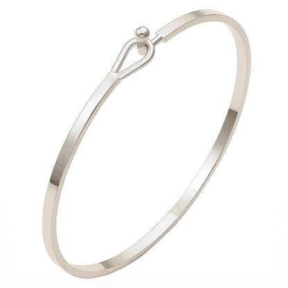 Dainty Gold Bar Bracelets for Women 18K Gold Plated Handmade Minimalist Bangle Adjustable Simple Delicate Cuff Bangle Hook Bracelets Trendy Jewelry Gifts - color: Silver