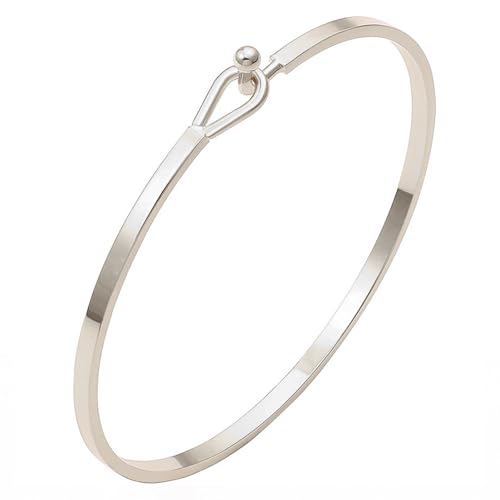 Dainty Gold Bar Bracelets for Women 18K Gold Plated Handmade Minimalist Bangle Adjustable Simple Delicate Cuff Bangle Hook Bracelets Trendy Jewelry Gifts - color: Silver