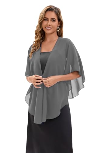 Baoqiya Chiffon Shawl Evening Scarf Shawls and Wraps for Women Wedding Party Bridal Scarves Cover Ups - color: Dark Grey