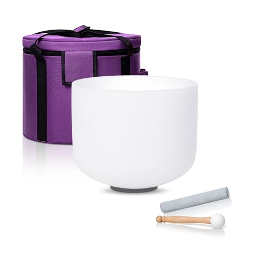 8 Inch C Note 432hz Root Chakra Crystal Singing Bowl Healing Pure White with Carrying Case and Rubber Mallet Suede Strikers Oring - color: White C, size: 8 inch