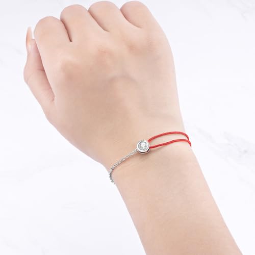 925 Sterling Silver Bracelet for Women,Silver Bracelet Chain Presents for Sister Daughter and Friend, Women's Jewelry for the Daily Occasion - color: Silvery | Chain and Red Rope