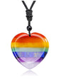 Jovivi Natural 7 Chakras Healing Crystals Necklace Heart Gemstone Palm Worry Stone Chakra Pendant Necklace for Anxiety Stress Relief Balancing Meditation - color: Heart-shaped