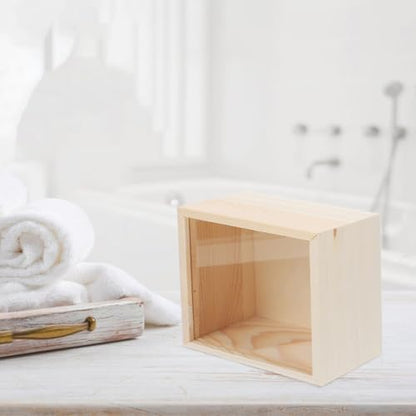 SEWACC 3pcs Sliding Lid Wood Storage Box 12x12x8cm Small Organizer Case for Sundries and Jewelry