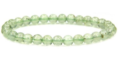 Angelstones Handmade Natural Healing Gemstone 6mm Round Beads Stretch Crystal Bracelet 7 Inch Unisex - color: Prehnite