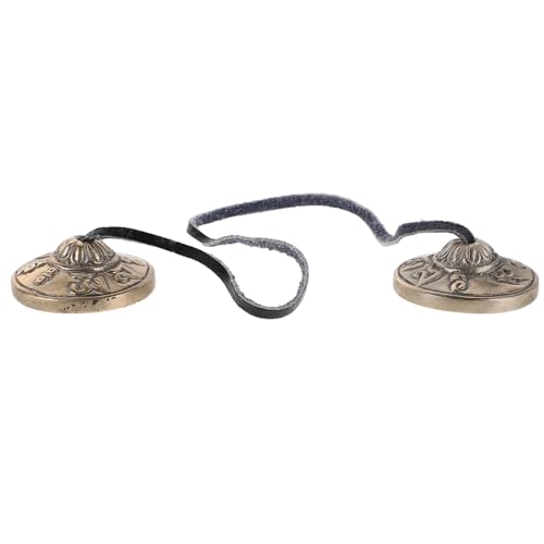 Nepalese Tingsha Finger Cymbals 4.5cm White Copper Tibetan Sound Therapy Bells Yoga Meditation Percussion Instrument for Mindfulness and Spiritual Practice