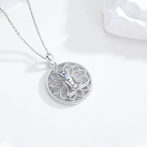 Lotus Necklaces for Women 925 Sterling Silver 7 Chakra/Yin Yang Pendant Necklace Spiritual Lotus Jewelry Birthday Yoga Gifts - style: Yoga-Lotus Chakra