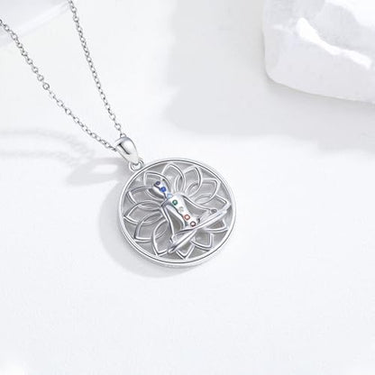 Lotus Necklaces for Women 925 Sterling Silver 7 Chakra/Yin Yang Pendant Necklace Spiritual Lotus Jewelry Birthday Yoga Gifts - style: Yoga-Lotus Chakra