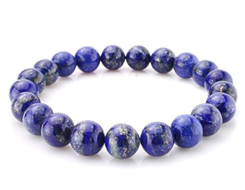 Adabele 1pc Natural Stretch Gemstone Bracelet 8mm (0.31") Bead 7" to 8.5 inch Healing Crystal Energy Quartz Chakra Jewelry Women Unisex Birthday Gift - color: Lapis Lazuli (NOT dyed), size: 7 inch