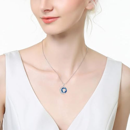 Palpitate Crystal Pendant Necklace 925 Sterling Silver Crystal Jewelry Christmas Gifts for Women - style: Cat-02