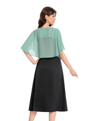 Baoqiya Capelets for women Chiffon Cape Soft Shawls and Wraps Wedding Capes 1920s flapper Cover Up - color: Bean Green