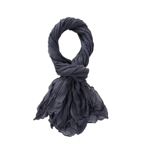 Summer Cotton Blend Crinkle Vintage Soft Scarf Fashion Solid Scarf Wrap Shawl - color: Dark Gray