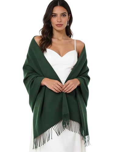 Sumolux Scarf for Women Pashmina Shawls Wraps for Evening Dresses Wedding Bridesmaid Gifts Winter Warm Soft Scarves - color: Dark Green
