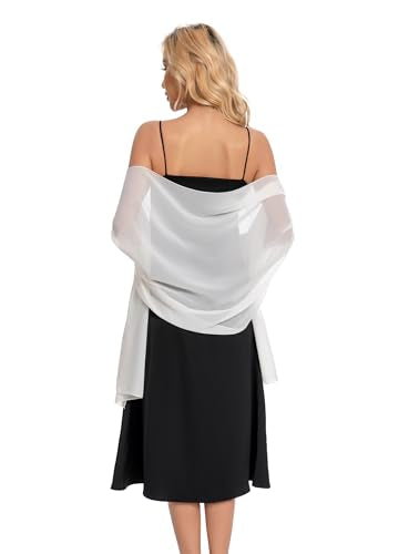 Chiffon Shawls and Wraps for Evening Dresses Women Elegant Soft Scarf Bridal Scarve Wedding Stole - color: Cream, size: Plus Size