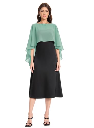 Baoqiya Women's Capelet Shawls and Wraps for Evening Dresses Soft Bridesmaid Shawl Chiffon Cape Wedding Cover Up - color: Bean Green