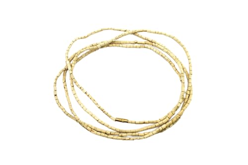 IS4A Tulsi Neck Beads 3X Long Mala (Necklace) Krishna Holy Basil Wood 2 mm Beads for Body & Soul of All Impure Karma & Thoughts