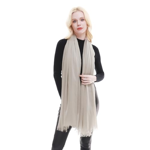 RIIQIICHY Scarf for Women Lightweight Solid Color Long Fashion Gauze Scarves Shawl Wrap - color: Khaki