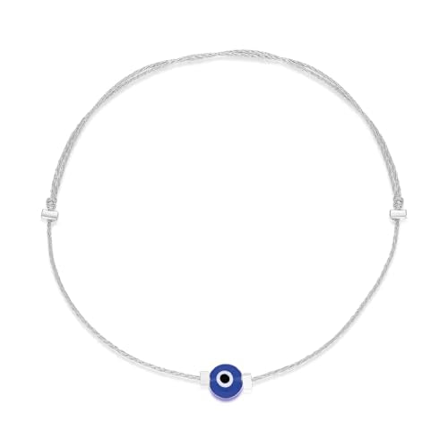 Evil Eye Bracelet Red String Kabbalah Protection Handmade Adjustable Bracelet For Women Men, ADULT Bracelets - color: Silver blue