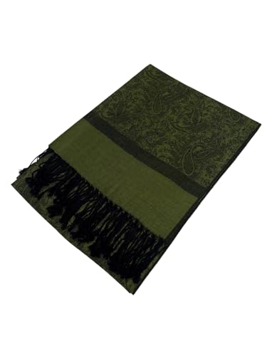 Pashmina Shawl Wrap for Women Soft Lightweight Multi-Purpose Scarf for Weddings, Parties & Casual Wear - color: Jacquard Dark Green - Pl1832