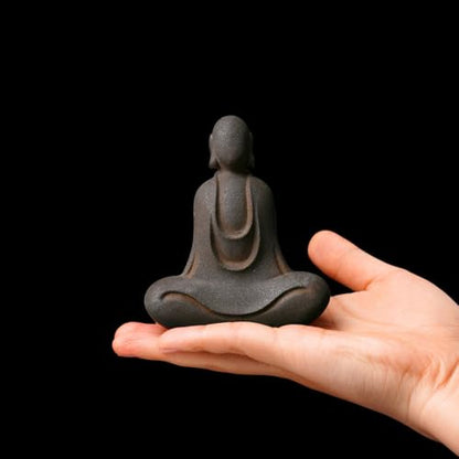 Faceless Buddha Statue - Solid Cast Iron Buddha Figurine, Indoor Outdoor Zen Decor for Spiritual Room Meditation - style: Egoless