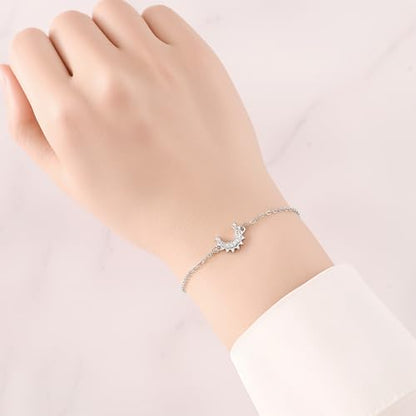 925 Sterling Silver Bracelet for Women,Silver Bracelet Chain Presents for Sister Daughter and Friend, Women's Jewelry for the Daily Occasion - color: Silvery | Moon