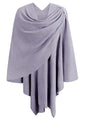 PULI Womens Large Cross Front Poncho Sweater Wrap Topper Knitted Elegant Shawls Cape for Fall Winter - color: 1-dark Lilac