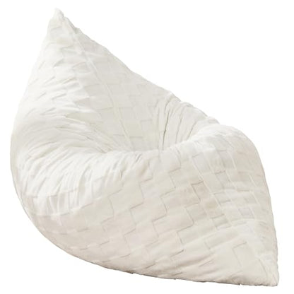 Hobestluk 3 in 1 Bean Bag Chair Giant Bean Bag Chairs for Adults with Plaid Cover Convertible Bean Bag Floor Cushion with Machine Washable Cover for Living Room (Plaid White) - color: Daisy White