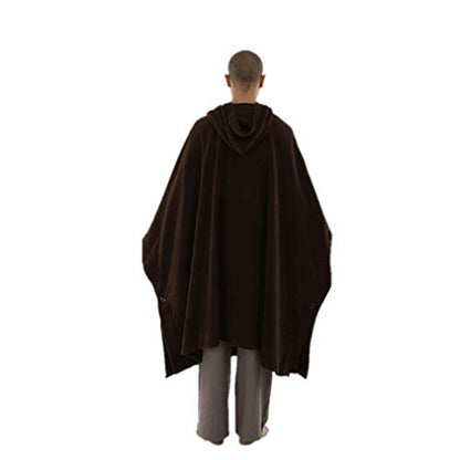 ZanYing Meditation Buddhist Hooded Cloak Outfit Oversize Coat - color: Dark Brown, size: Large