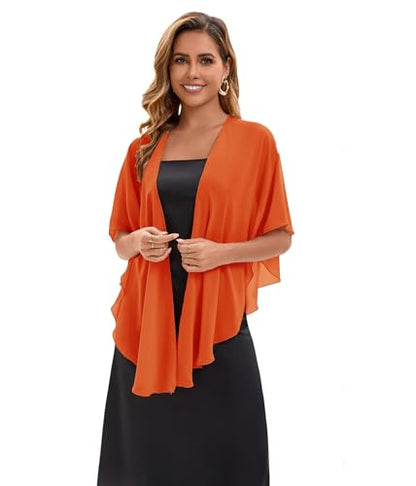 Baoqiya Chiffon Shawl Evening Scarf Shawls and Wraps for Women Wedding Party Bridal Scarves Cover Ups - color: Orange