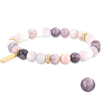 Natural Garnet Crystal Bracelet for Women & Men – Handmade Gemstone Beaded Stretch Bracelet, Polished Red Garnet Jewelry Gift, Root Chakra Stone for Confidence & Courage - color: Throat Chakra – Fluorite Aria bracelet