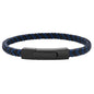 Geoffrey Beene Men's Braided Genuine Leather Fashion Bangle Bracelet with Stainless Steel Clasp - color: Blue