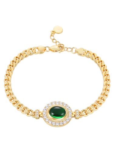 CYW Moissanite Vintage Bracelet for Women, Solid 925 Sterling Silver, 16cm/17cm/18cm/19cm, with 4cm Adjustable Chain, Birthday Valentines Anniversary Christmas Ideal Gift for Her - color: Luxury Yellow Gold, size: 7.5"(19cm)