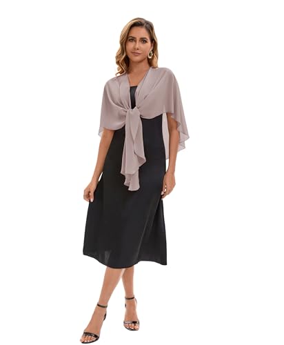 Baoqiya Chiffon Shawl Evening Scarf Shawls and Wraps for Women Wedding Party Bridal Scarves Cover Ups - color: Khaki