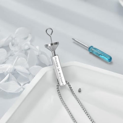 Cremation Urn Necklaces for Ashes Sterling Silver 3D Vertical Bar Memorial Pendant for Loved Ones Keepsake Cremation Jewelry Gifts for Women Men - style: Butterfly