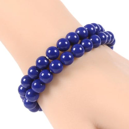 Justinstones Gem Semi Precious Gemstone 8mm Round Beads Stretch Bracelet 7 Inch Unisex - color: Dyed Blue Porcelain